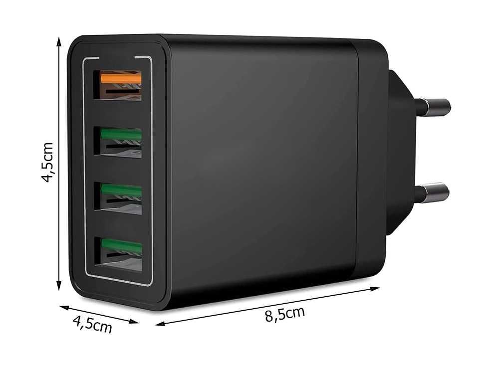 Incarcator de retea 4x USB Quick Charge 3.0 cu 4 porturi USB universal
