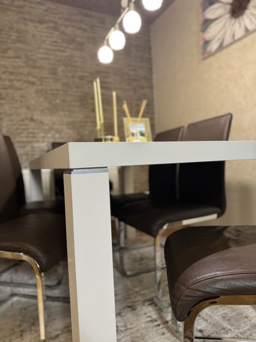 Masa cu 6 scaune piele ecologica