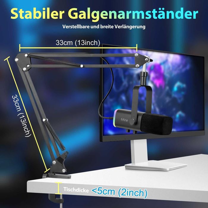 Microfon Profesional FIFINE XLR Brat Articular+RGB, REDUS de la 499RON