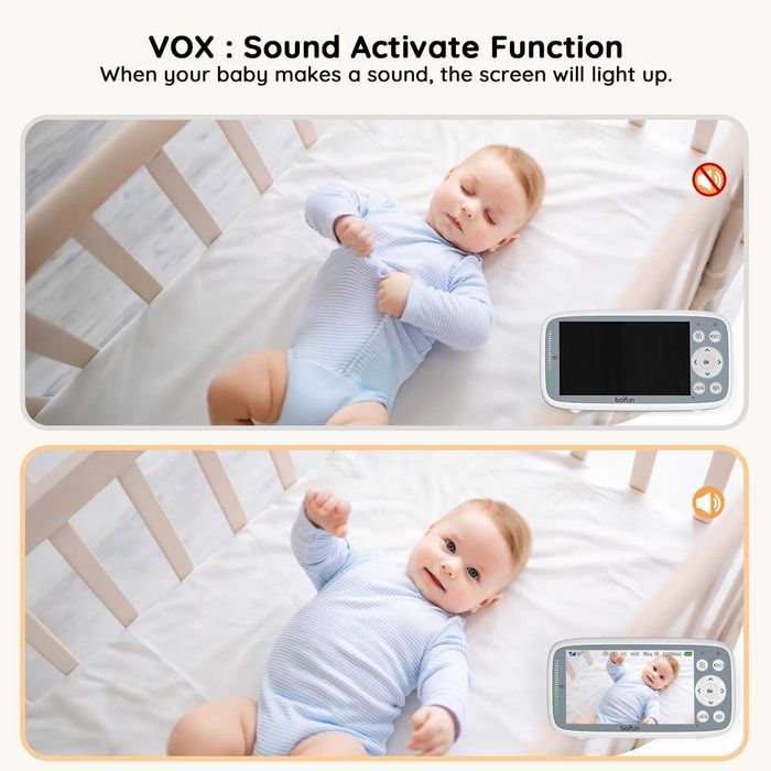 НОВ BOIFUN 4" Бебефон с 2 камери, 720P IPS екран, нощно, VOX, Без WiFi