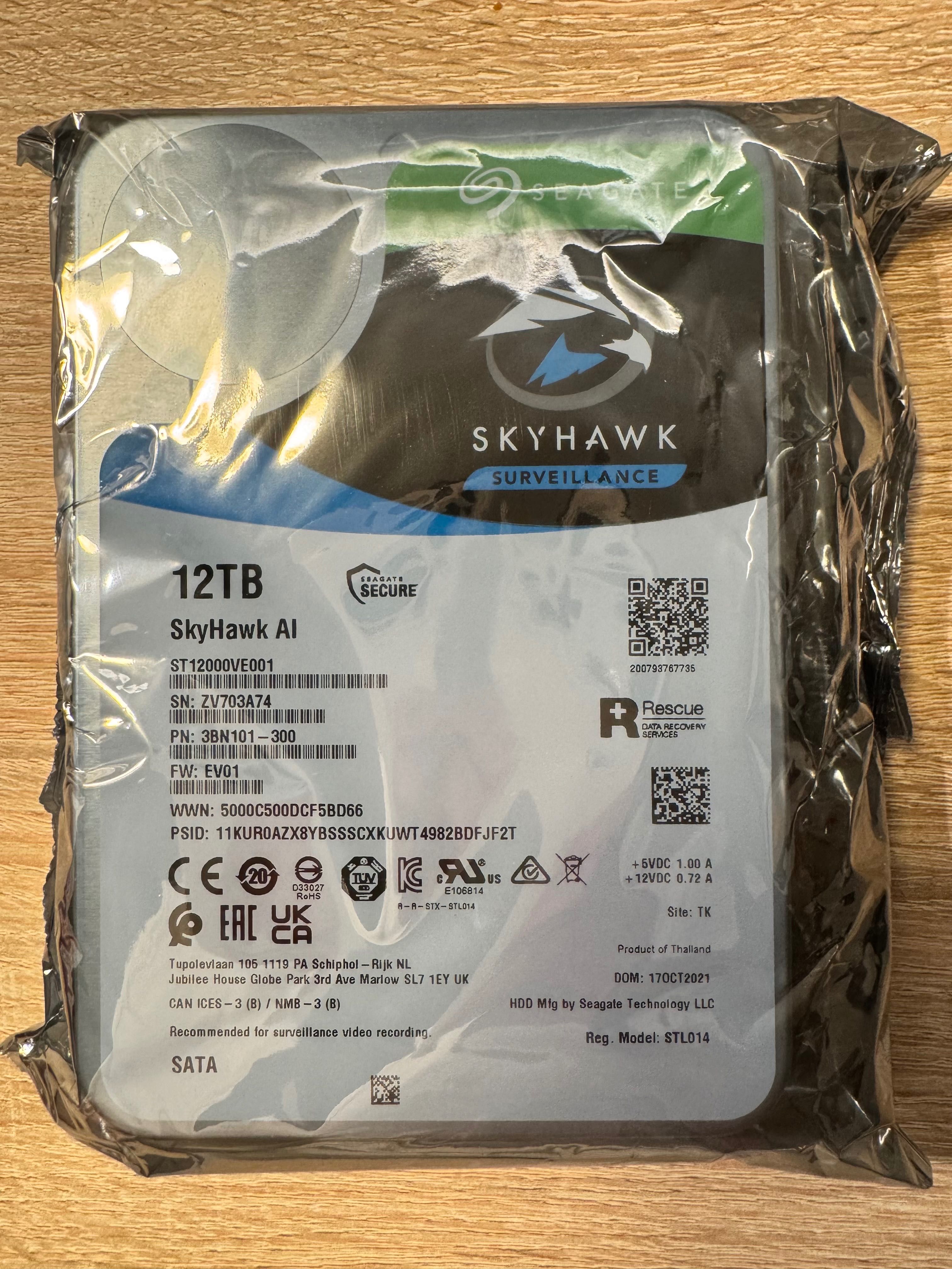 *Нов с Гаранция* 12TB Seagate SkyHawk AI SATA HDD - Вътрешен Хард Диск
