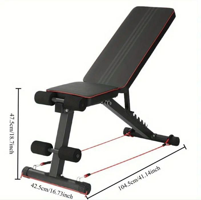 Сгъваема лежанка пейка стойка за тренировка коремни преси с дъмбели