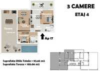 Apartament decomandat tip Penthouse+terasa104mp-Bulevardul Decebal