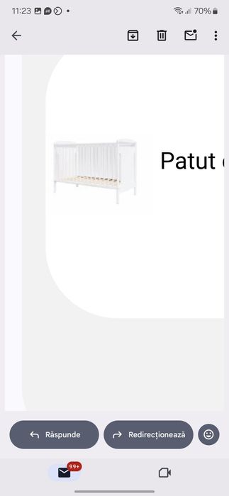 Patut copii 60x200cm și saltea cu spuma și arcuri