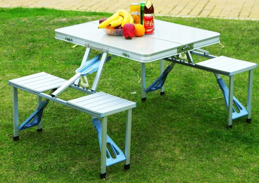 Сгъваема маса с 4 стола тип куфар за къмпинг риболов пикник градина