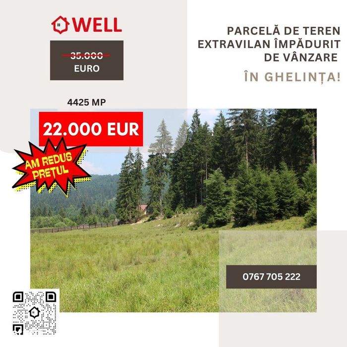 Parcelă de teren extravilan împădurit de vânzare în Ghelința!