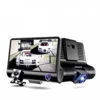 Camera video profesionala auto tripla, full hd, 3 camere, display 4