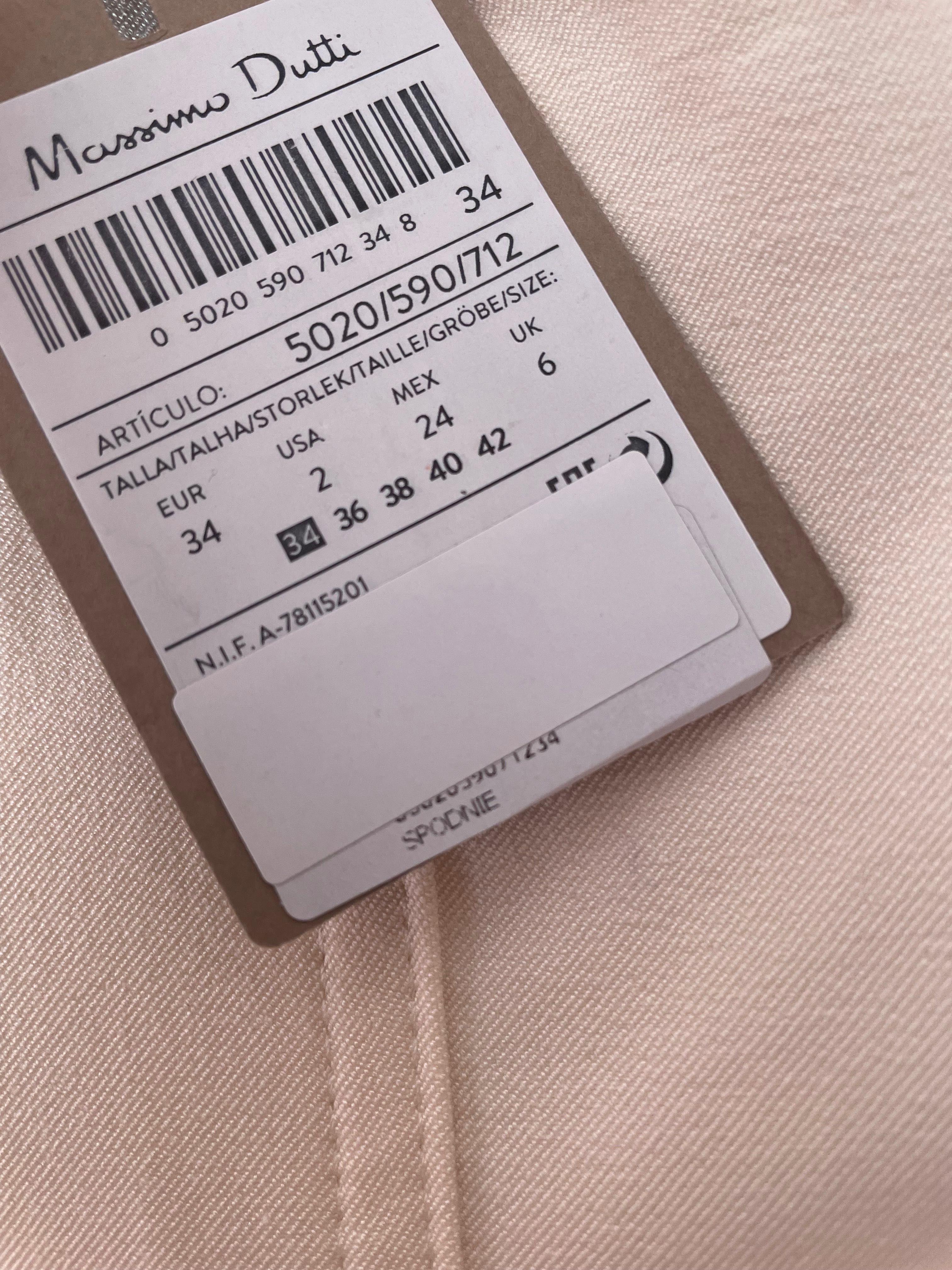 Pantaloni Massimo Dutti elastici alb-crem, 34, noi cu etichetă