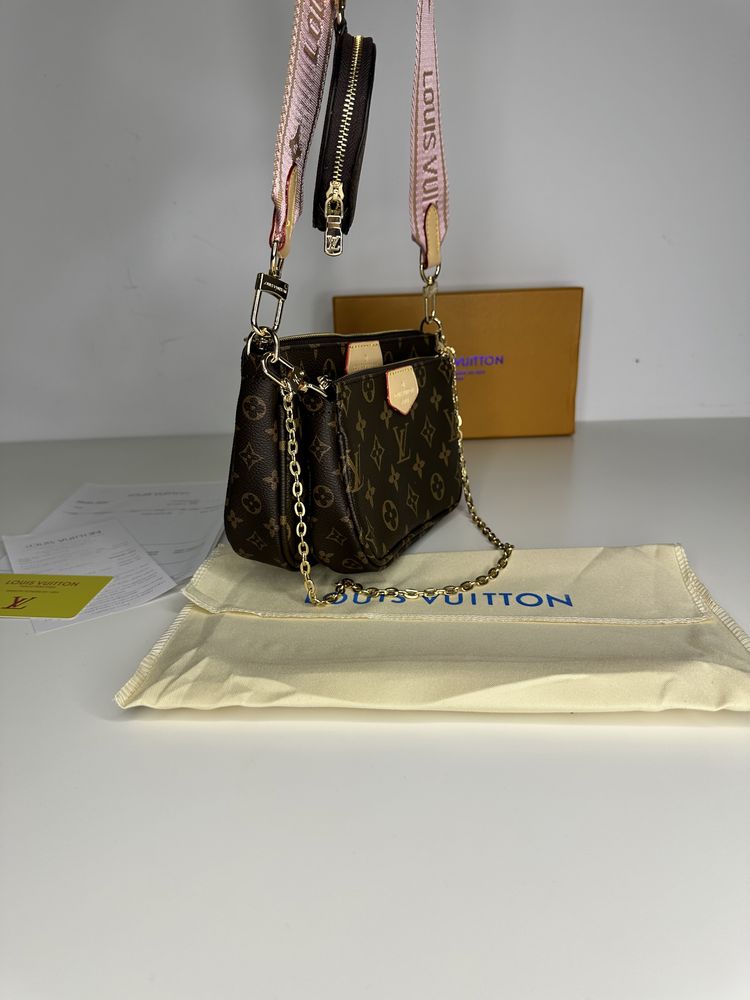 Geanta Louis Vuitton multi pochette 3 piese+cutie piele canvas 100%