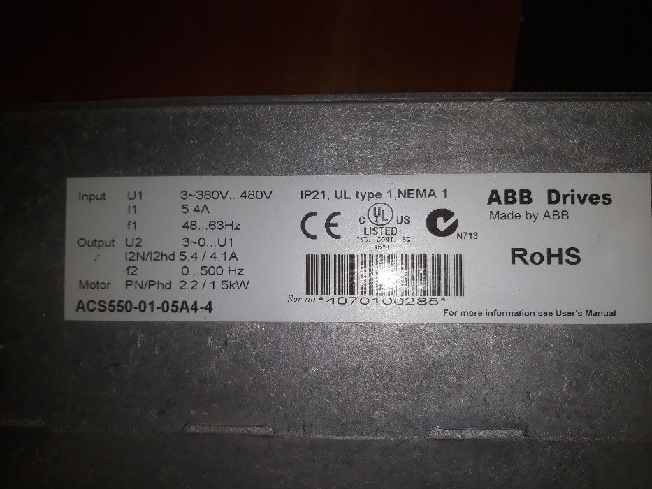 Честотен регулатор (инвертор) ABB ACS550 1,5КW/400V