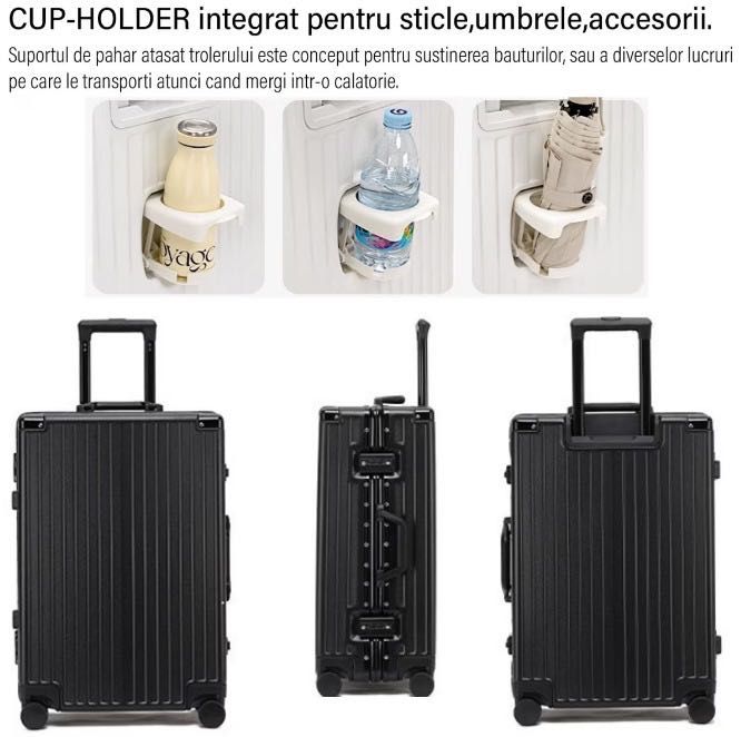 Troler de mana|cala negru 54x36x24|75x50x29cm,suport pahar si port USB