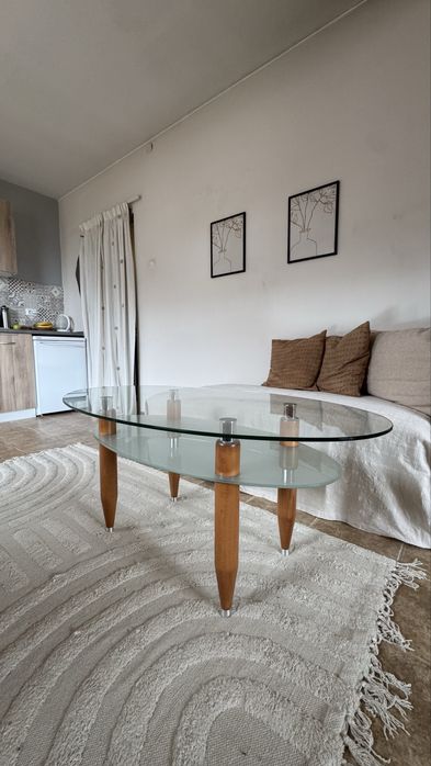 Холна маса от дърво и стъкло 120/70/51