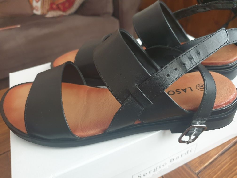 Sandale negre piele naturala