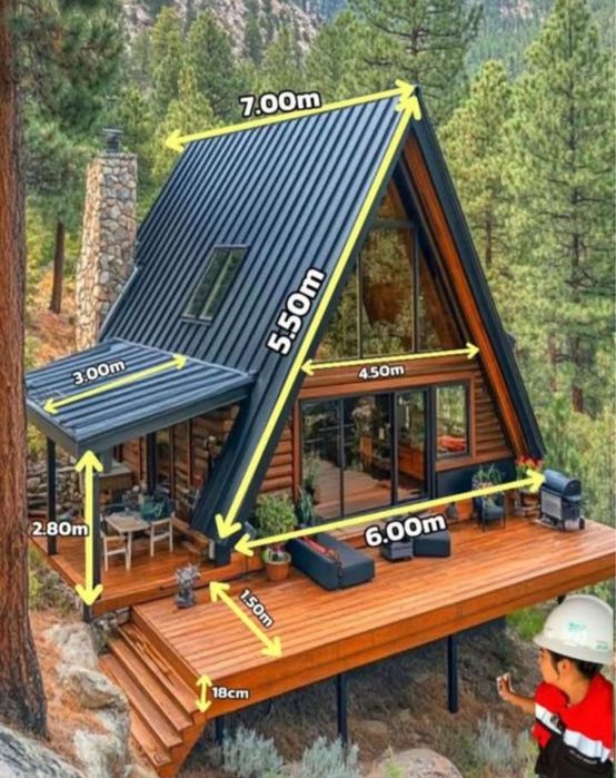 Cabane tip Aframe la cheie