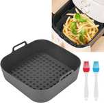 Set Tava pentru Air Fryer, Silicon, cu pensula, termorezistent