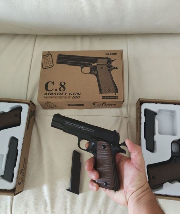 Pistol cu bile full metal Airsoft Propulsie-Arc + bile Plastic ABS 500