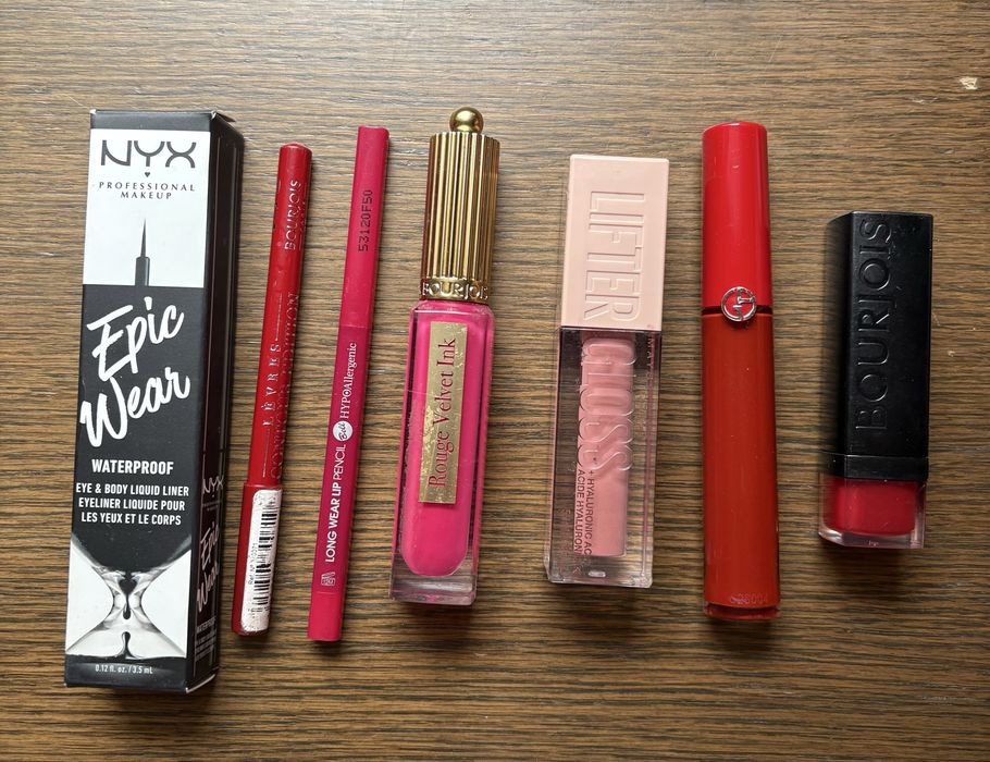 Течни червила, моливи, очна линия Nyx, Armani, Bourjois, Maybelline