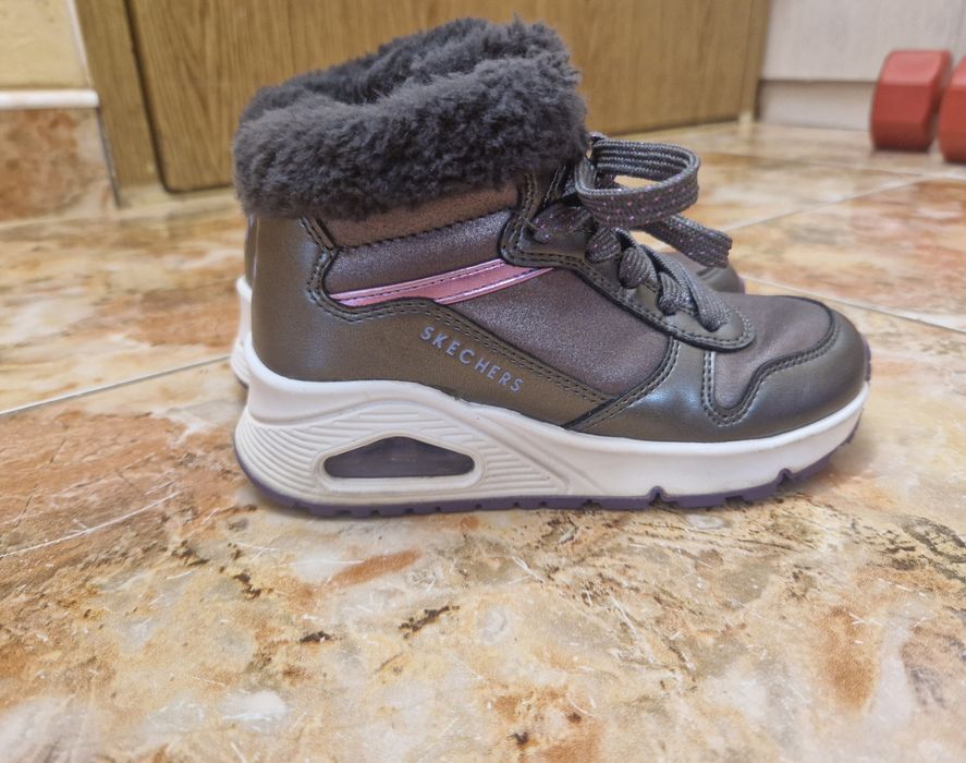 Ghete Skechers copil din piele ecologica