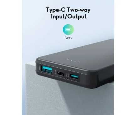 Power Bank 10000mAh 15W 1x USB-A 1x USB-C Neagra baterie externa