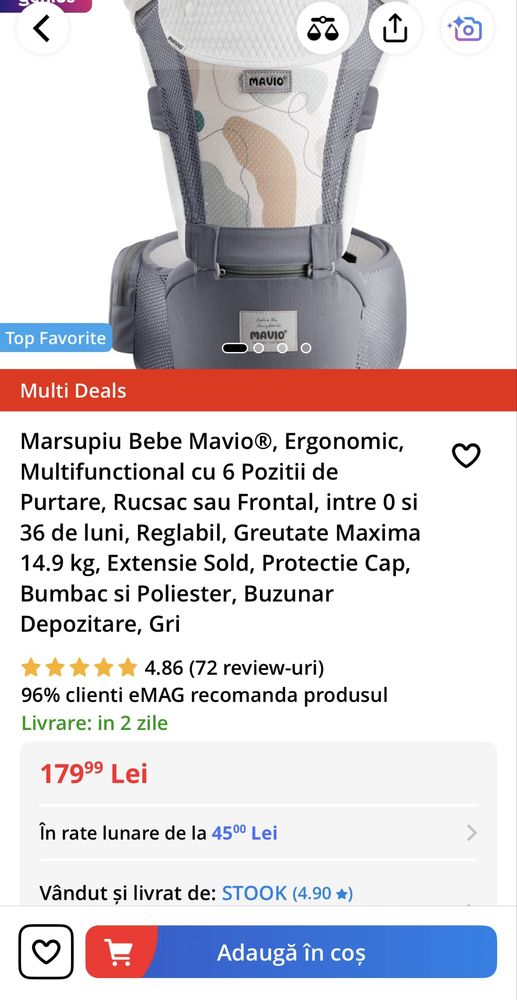 Marsupiu ergonomic cu scaunel
