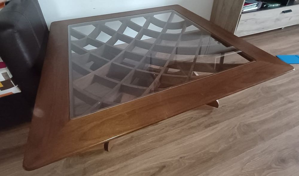 Masa mdf + nuc, sticla securizata