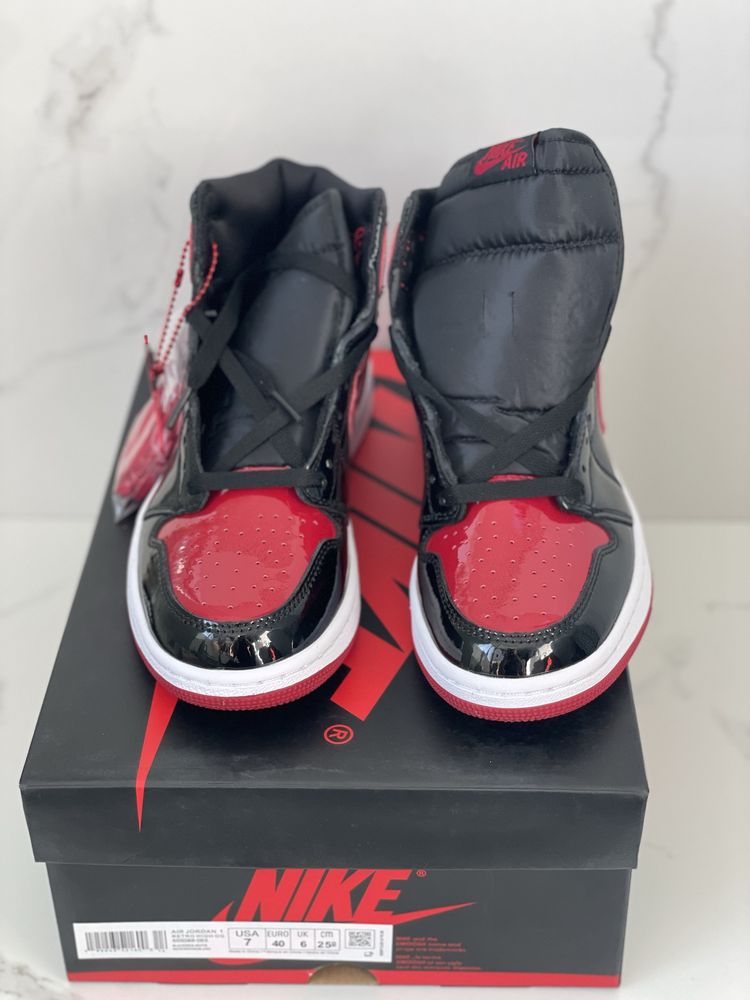 Air Jordan 1 High Bred Patent Retro Red Black