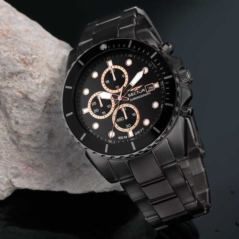 Ceas Sector barbatesc, cod R3273776, cronograf, inox negru, 43mm