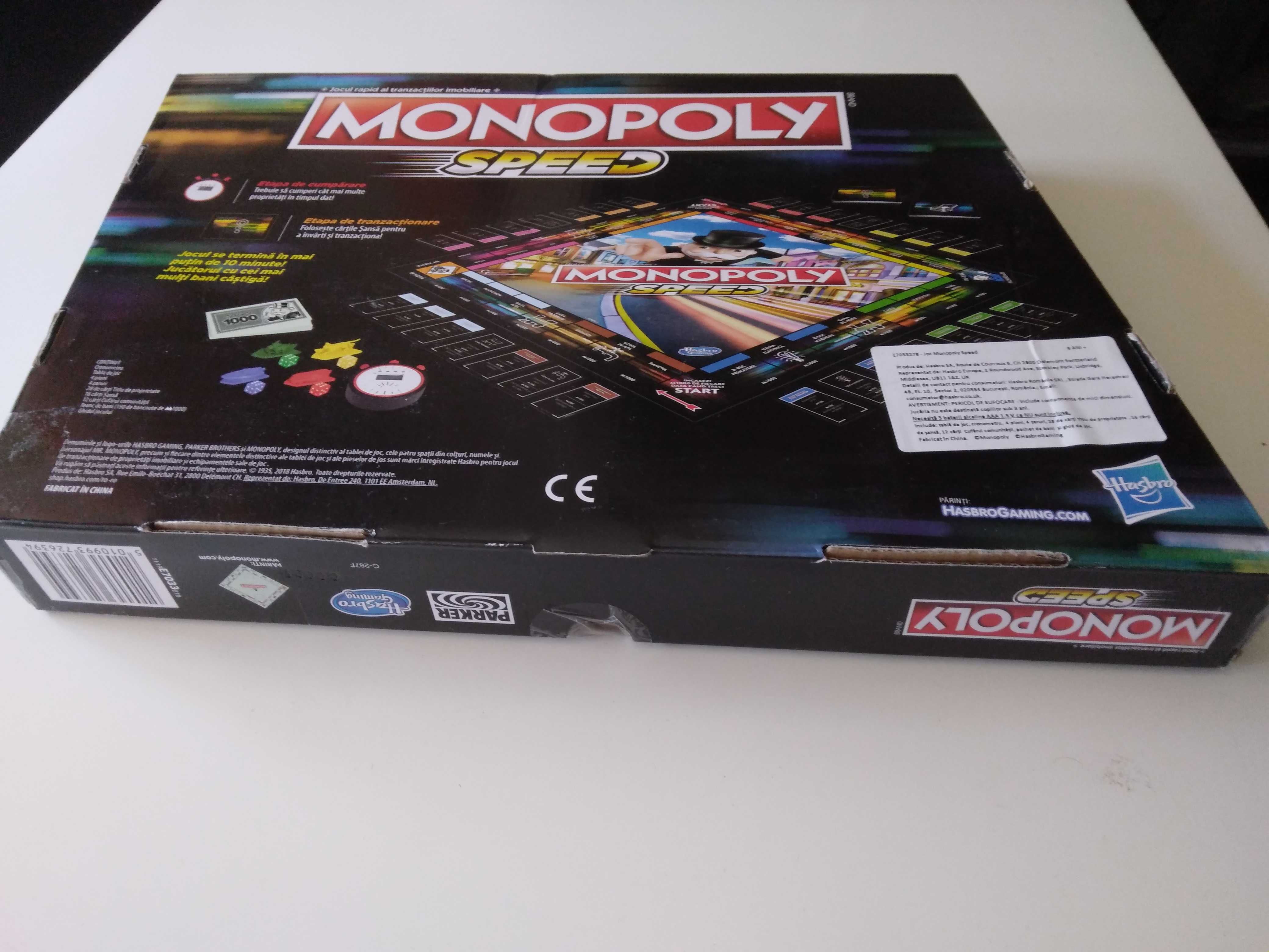 Monopoly Speed joc de societate original Hasbro, nou, nefolosit