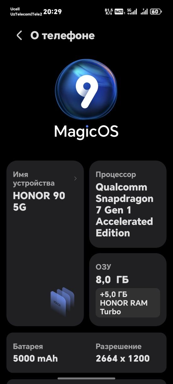 HONOR 90 5G Sotiladi yoki obmen
