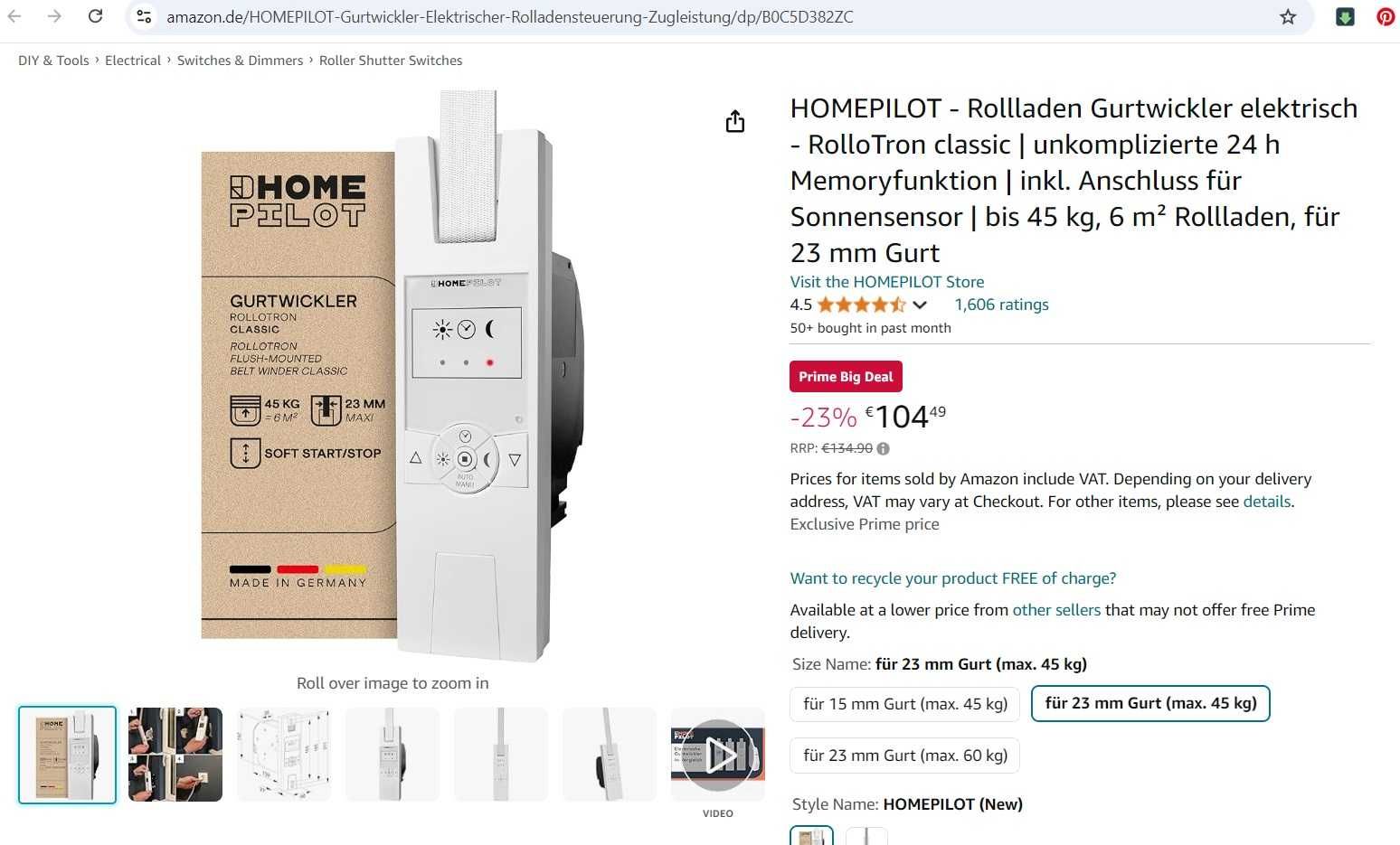 Înfășurător electric cu bandă pentru oblon rulant HOMEPILOT RolloTron