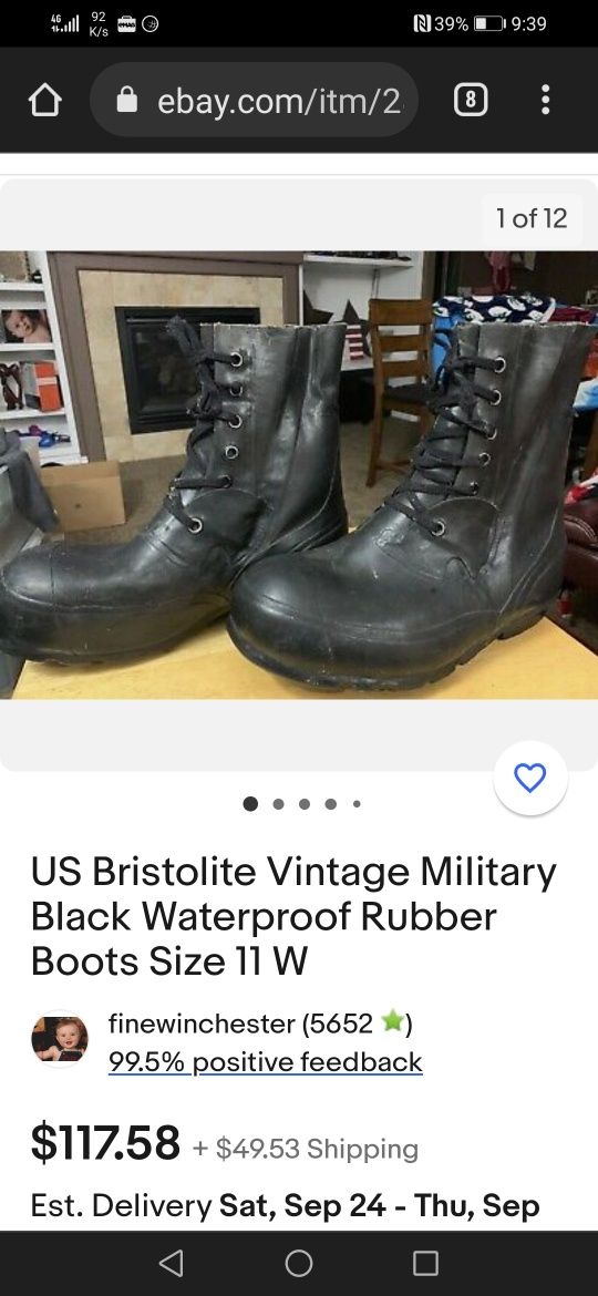 US Bristolite Vintage Military черни водоустойчиви гумени ботуши