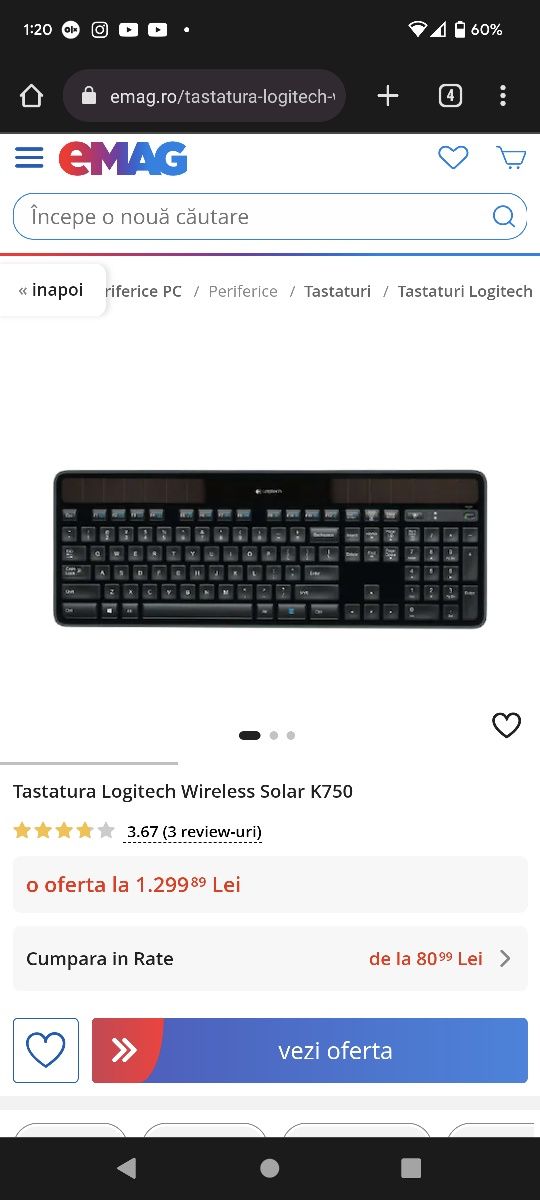 Logitech k750 solar wireless keyboard