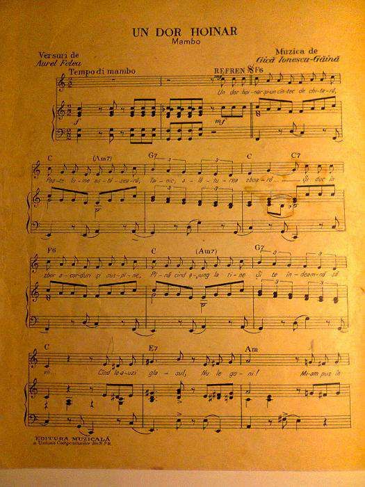 Partitura vintage - Editura muzicala - Un dor hoinar - 1938