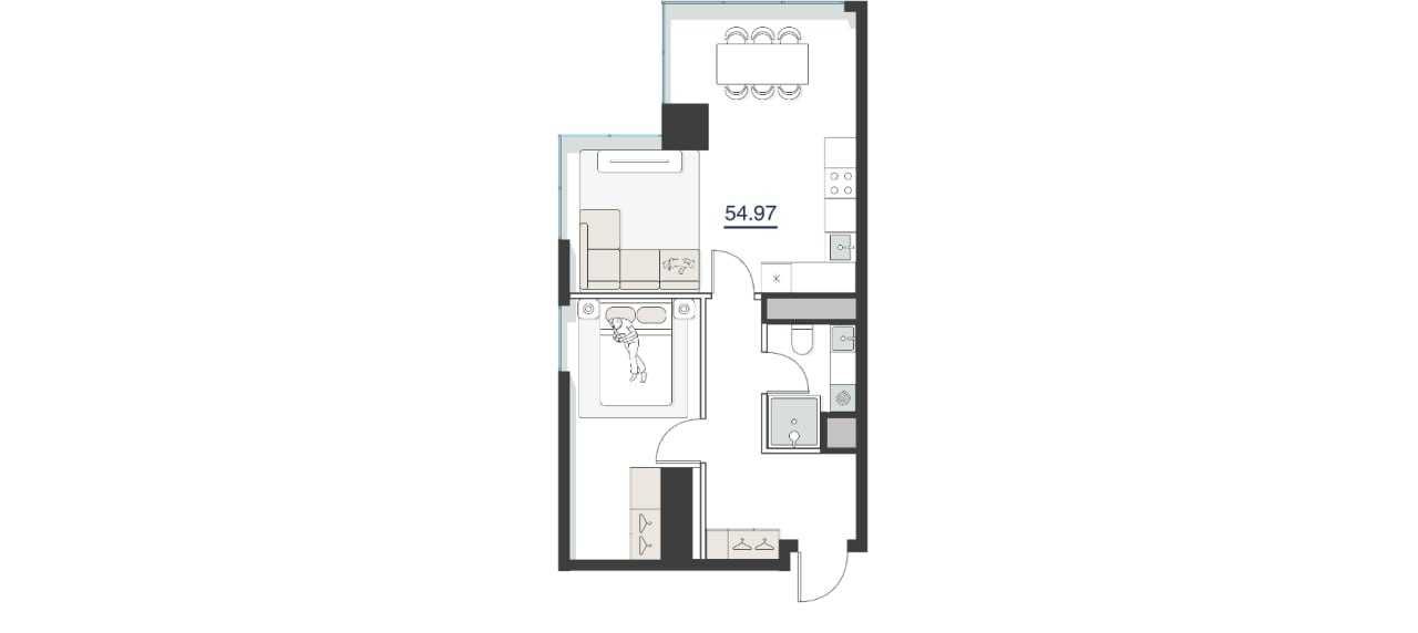 СРОЧНО ПРОДАЕТСЯ 2х ком квартира в ЖК "Nest one" 54,97м2