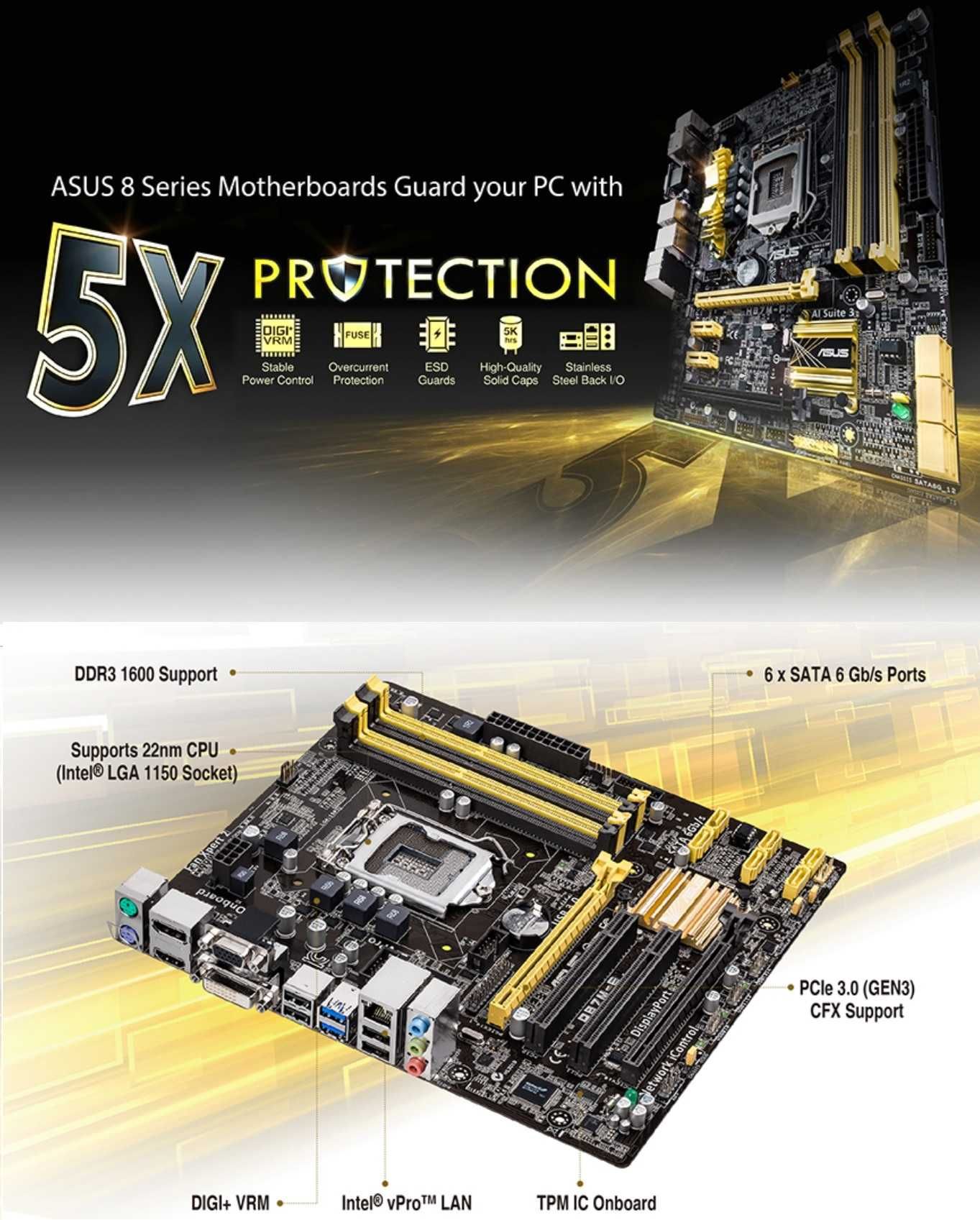 Дъно Дънна платка Asus Q87M-E 1150 DDR3 до 32GB RAM