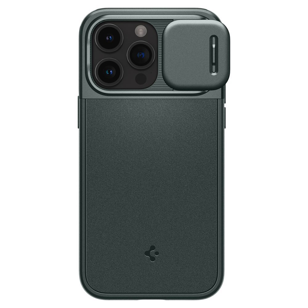 Husa iPhone 15 Pro Max - Spigen Optik Armor - Abyss Green