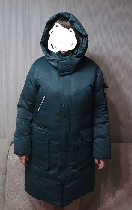 Пуховик длинный, пуховое пальто мужское, р-н 46-48, б/у