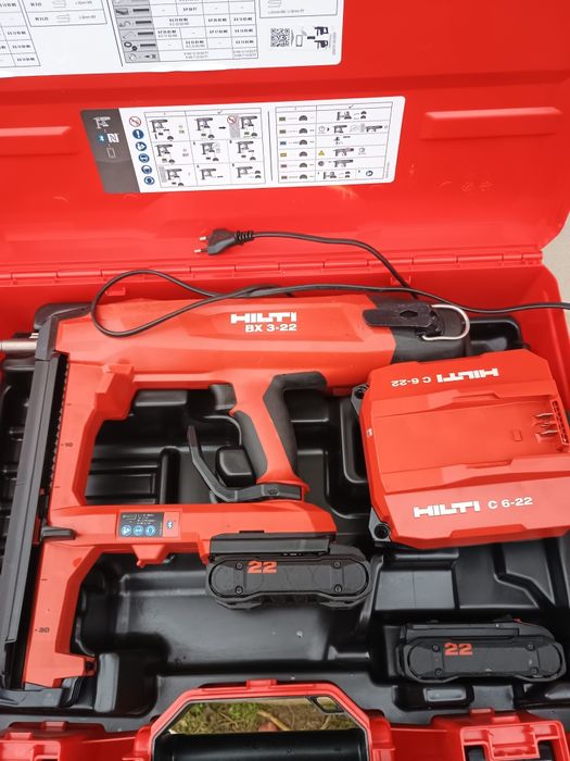 Pistol cuie hilti bx3 L 22 nuron set cu 2 baterii,încărcător C6 și cut