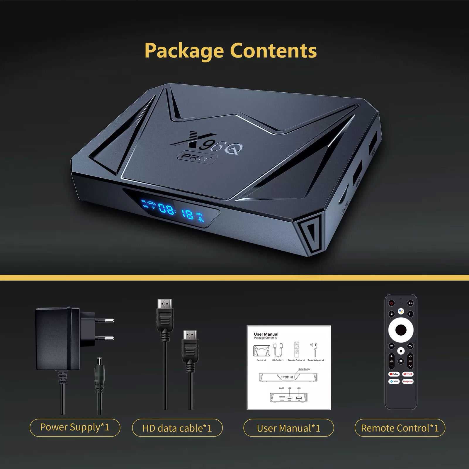 TV Box X96Q PRO PLUS Android 14, Gigabit Lan, Allwinner H728, WiFi 6