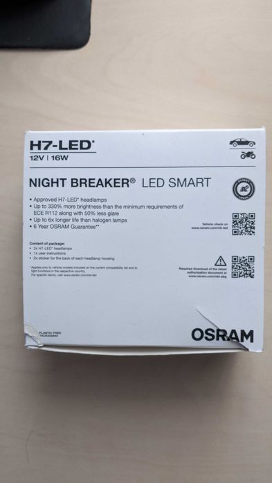 Becuri H7 LED Smart OSRAM Night Breaker LED 12V - 16 W noi, nefolosite