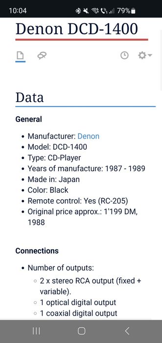 Cd Denon DCD 1400