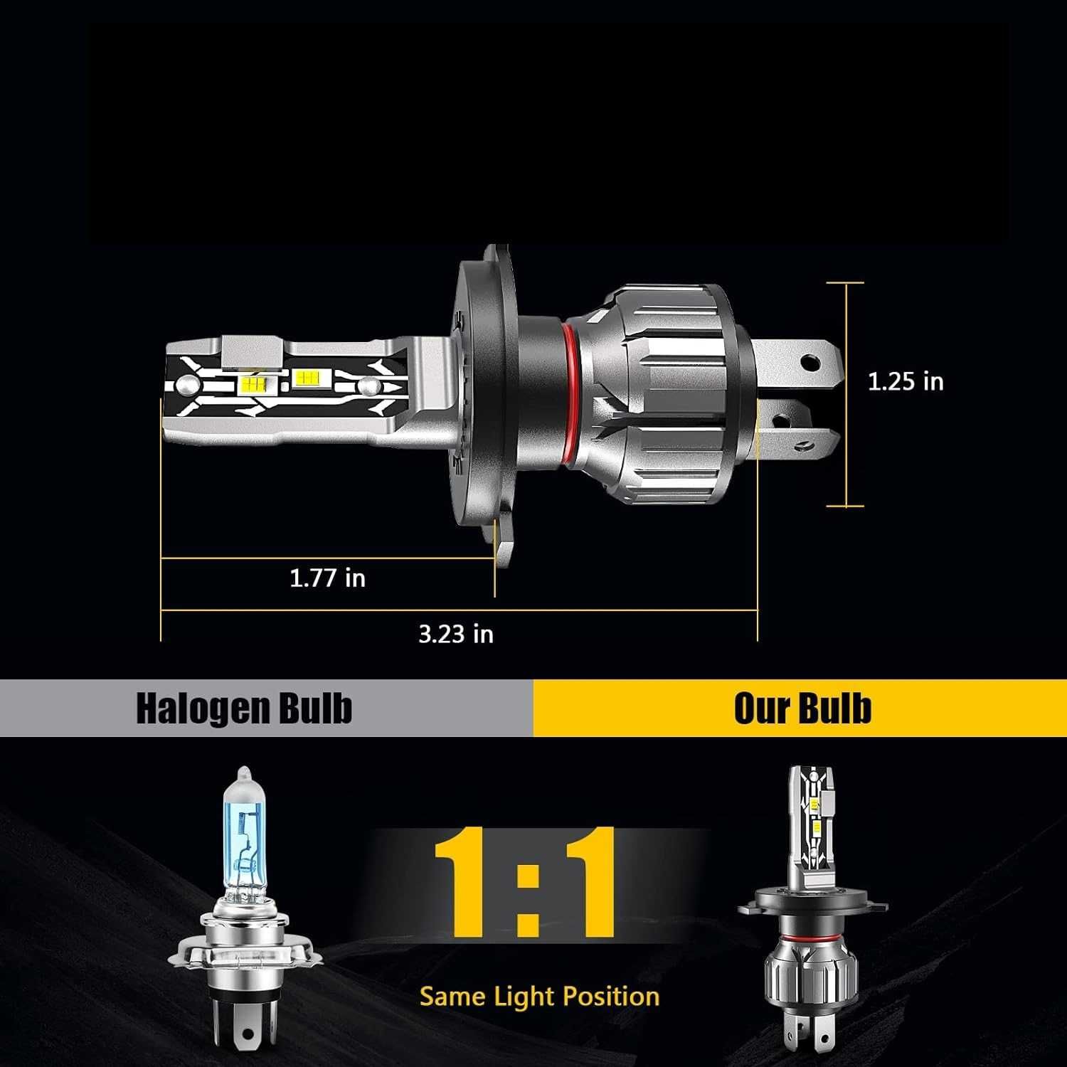 Комплект диодни LED крушки H4 35W 12V - 6000к