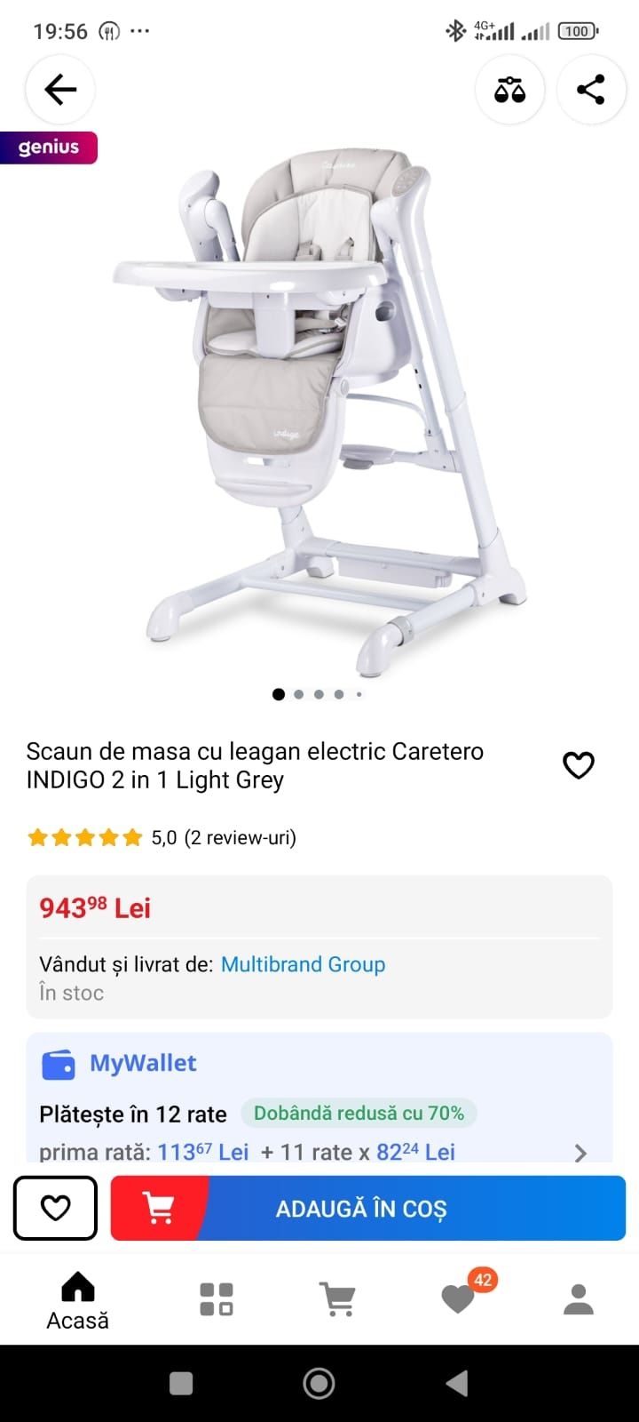 Scaun pentru copii cu leagan