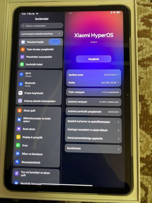 Mi Pad 6 128 tali