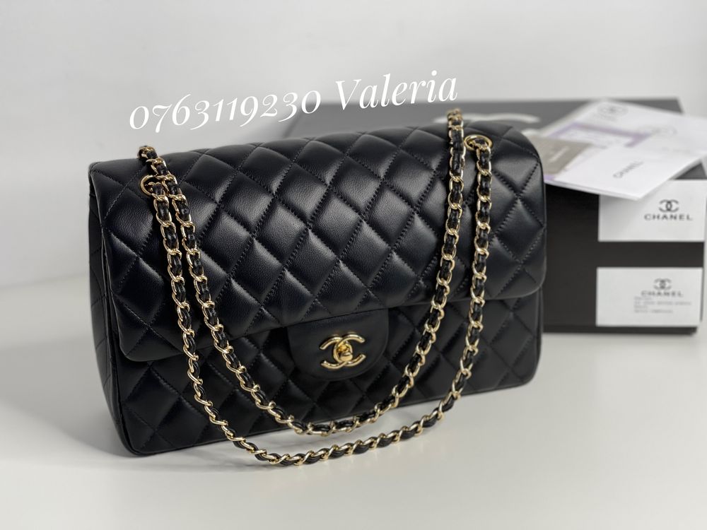 Geanta Chanel Jumbo Maxi (negru/auriu) piele