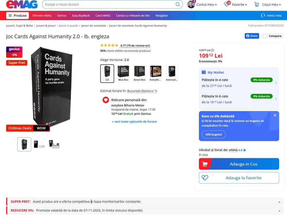 Joc Cards Against Humanity 2.0