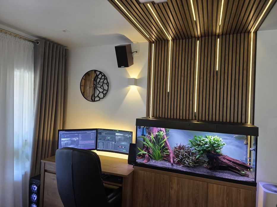 Acvariu 180L complet cu filtre sistem CO2 si stand pesti decor