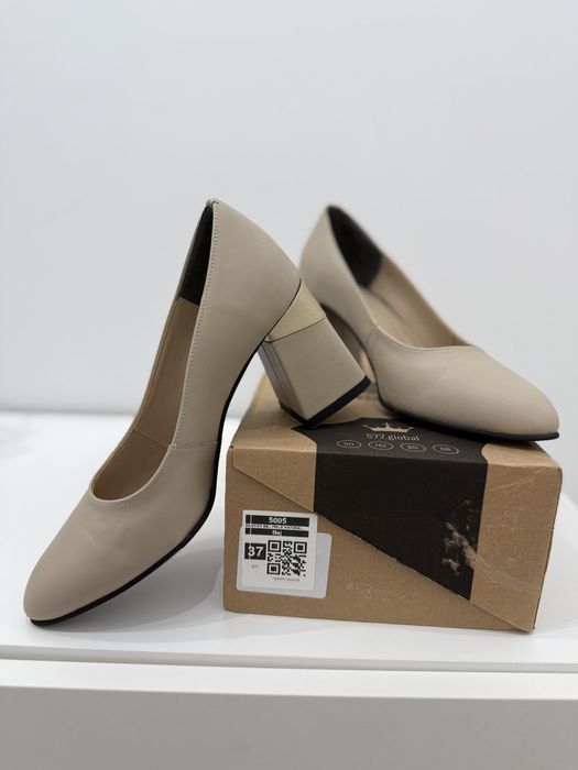 Vand pantofi piele naturala, bej, noi, 37