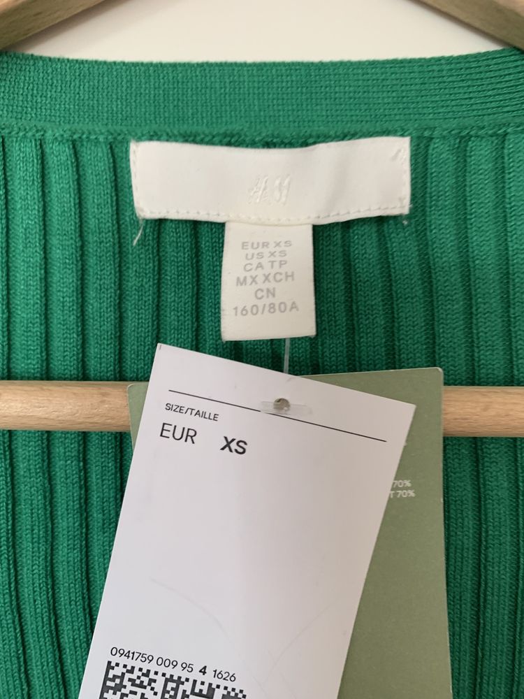 Pulover verde H&M, marimea XS, cu eticheta