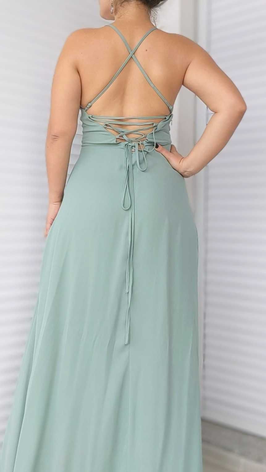 Rochie domnisoara de onoare/eveniment, verde menta, Shein marimea L